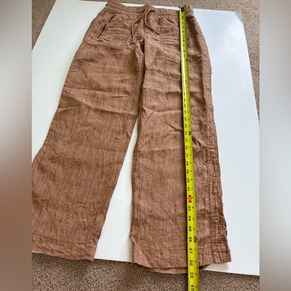 Athleta Cabo Linen Textured Wide Leg Pants Size 4 Sienna Brown - Picture 10 of 12